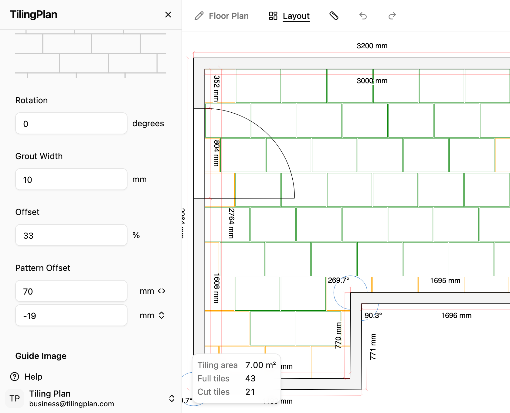 Tile layout offset on canvas in TilingPlan